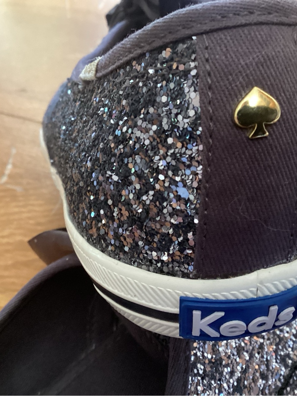 Keds by Kate Spade Navy Glitter Ribbon Lace Sneakers - Picture 7 of 9